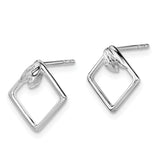White Ice Sterling Silver Rhodium-plated Diamond-shaped Diamond Post Earrings